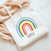 女の子のお洒落トレンディーレインボーカートゥーンネームキッズ トートバッグ