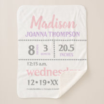 女の子のお知らせ、ピンク、紫、グレー、プリント