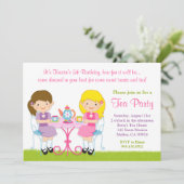 女の子のお茶会の誕生日のパーティの招待状 招待状 (スタンド正面)