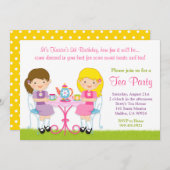 女の子のお茶会の誕生日のパーティの招待状 招待状 (正面/裏面)