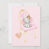 女の子のかわいいゾウさんベビーシャワー 招待状 (裏面)