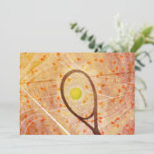 女の子のかわいいテニスの誕生日パーティー 招待状 (スタンド正面)