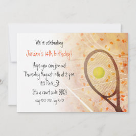 女の子のかわいいテニスの誕生日パーティー 招待状