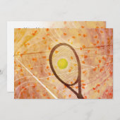 女の子のかわいいテニスの誕生日パーティー 招待状 (正面/裏面)