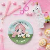 女の子のかわいいピンクの農場の動物の納屋の誕生日 ペーパープレート (パーティー)