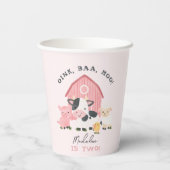 女の子のかわいいピンクの農場の動物の納屋の2歳の誕生日 紙コップ (裏面)