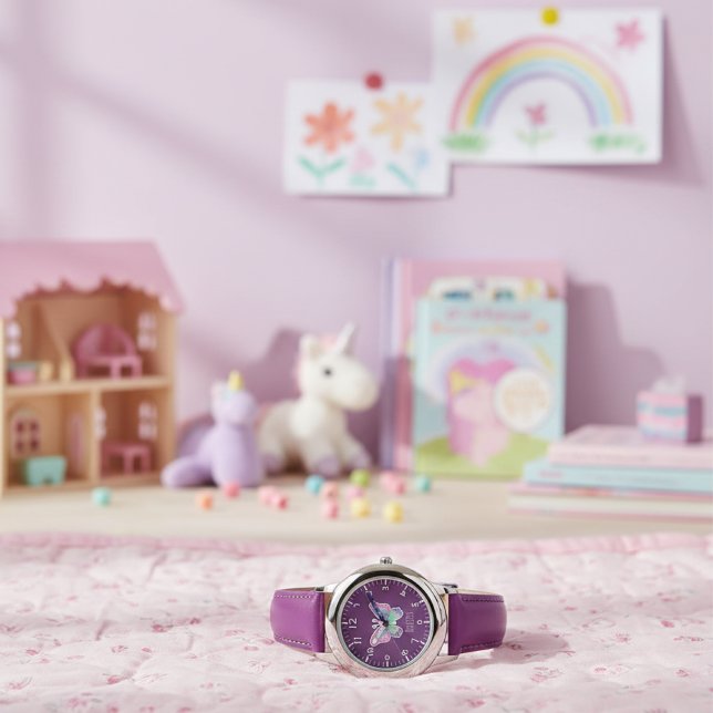 女の子のかわいいファンタジーな蝶の子供用時計 腕時計 (クリエイターアップロード済み)