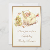 女の子のかわいいヴィンテージのクリスマスのベビーシャワー 招待状 (正面)