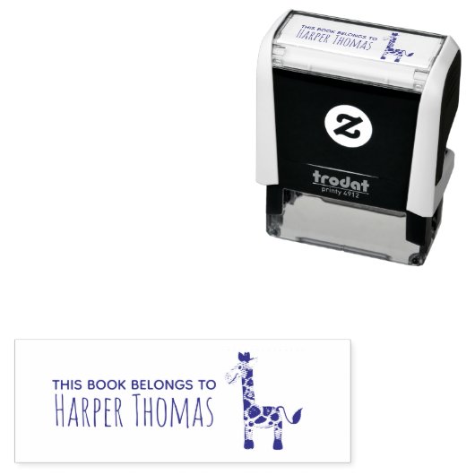 女の子のかわいい本はキリン・サファリの名前 セルフインキングスタンプ (インサイチュ)