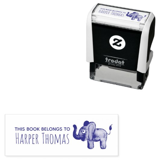 女の子のかわいい本はサファリ象の名前 セルフインキングスタンプ (インサイチュ)