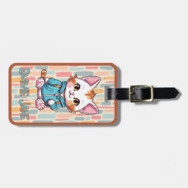 女の子のかわいい漫画の猫の名前ラゲージタグ ラゲッジタグ