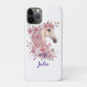 女の子のかわいい紫とピンクの馬のモノグラムスクリプト名 Case-Mate iPhoneケース (裏)