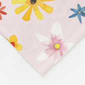 女の子のかわいい花柄モノグラムとネームキッズ フリースブランケット (角)
