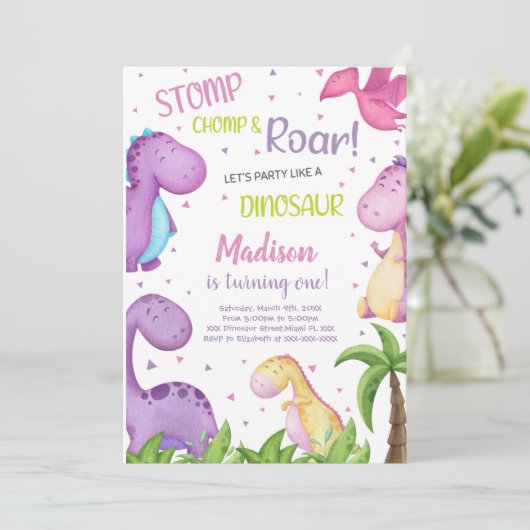 女の子のかわいい轟音パーティーカード 招待状 (スタンド正面)