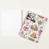 女の子のためにテーマを設定したゴルフの誕生日パーティーピンク プランナー手帳 (ディスプレー)