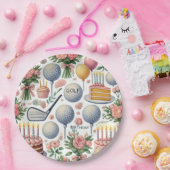 女の子のためにテーマを設定したゴルフの誕生日パーティーピンク ペーパープレート (パーティー)