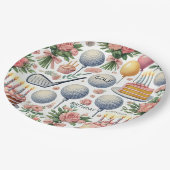 女の子のためにテーマを設定したゴルフの誕生日パーティーピンク ペーパープレート (アングル)