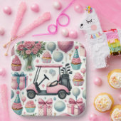 女の子のためにテーマを設定したゴルフの誕生日パーティーピンク ペーパープレート (パーティー)