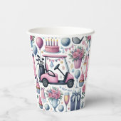 女の子のためにテーマを設定したゴルフの誕生日パーティーピンク 紙コップ (裏面)