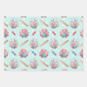 女の子のためにピンク色のベビーアニマル ラッピングペーパーシート (正面2)