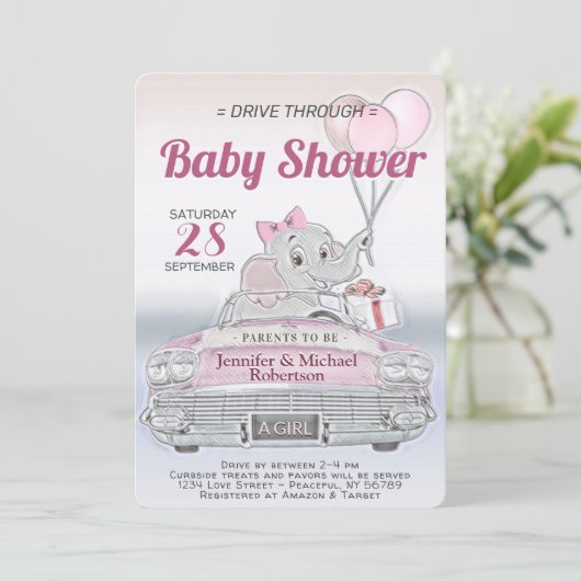 女の子のために赤ん坊のシャワーを通学する 招待状 (スタンド正面)