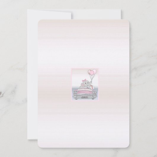 女の子のために赤ん坊のシャワーを通学する 招待状 (裏面)