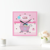 女の子のために スクエア壁時計 (ホーム)