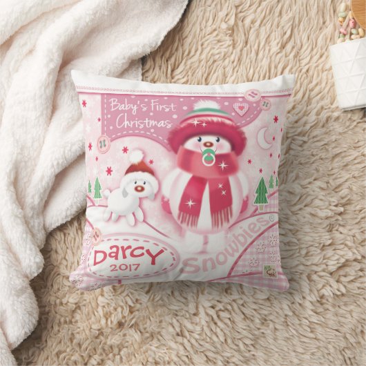 女の子のためのかわいいベビーの初めてのクリスマスの枕 クッション (ブランケット)