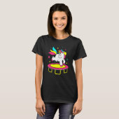 女の子のためのかわいい体操 ユニコーントランポリン Tシャツ (正面フル)