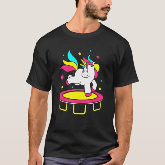 女の子のためのかわいい体操 ユニコーントランポリン Tシャツ (正面)