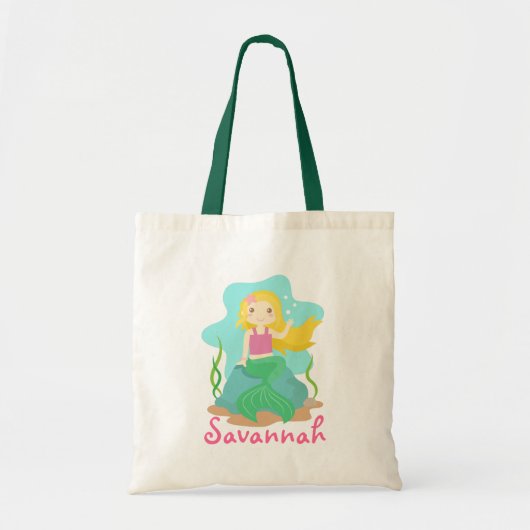 女の子のためのかわいい美しい人魚 トートバッグ (正面)