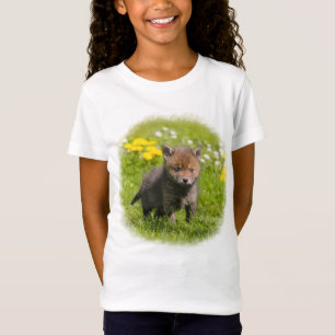 女の子のためのかわいく柔らかいアカギツネのカブスの野生のベビー動物 Tシャツ