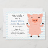 女の子のためのかわいく豚のようなベビーシャワー 招待状 (正面)