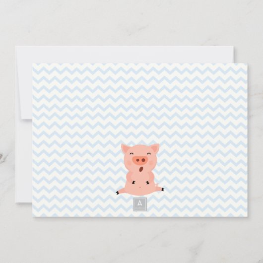 女の子のためのかわいく豚のようなベビーシャワー 招待状 (裏面)