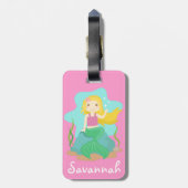 女の子のためのかわいく、美しい人魚、 ラゲッジタグ (裏面縦)