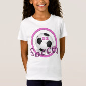 女の子のためのはっきりしたで、かわいいサッカーのTシャツ Tシャツ (正面)
