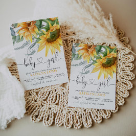 女の子のためのひまわり赤ちゃんシャワー招待状 招待状