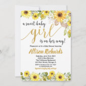 女の子のためのひまわり黄色の赤ちゃんシャワー招待 招待状 (正面)