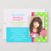 女の子のためのアイスクリームのバースデーパーティ招待状 招待状 (正面)