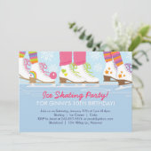 女の子のためのアイススケートのパーティー 招待状 (スタンド正面)