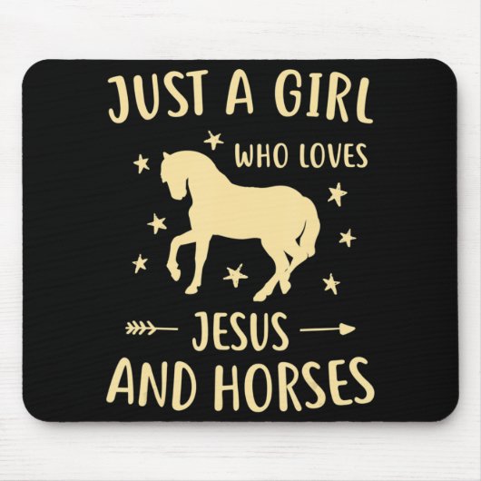 女の子のためのイエスと馬の馬のプレゼント マウスパッド (正面)