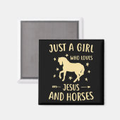 女の子のためのイエスと馬の馬のプレゼント マグネット (正面/裏面)