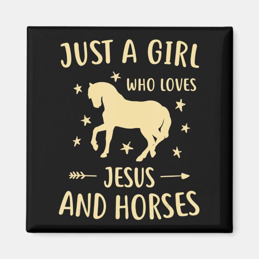 女の子のためのイエスと馬の馬のプレゼント マグネット (正面)