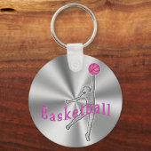 女の子のためのカスタマイズ可能な安いバスケットボールチームの贈り物 キーホルダー (裏面)