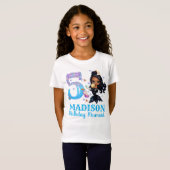 女の子のためのカスタムマーメイド5歳の誕生日 Tシャツ (正面フル)