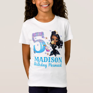 女の子のためのカスタムマーメイド5歳の誕生日 Tシャツ