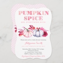 女の子のためのカボチャのスパイス赤ちゃんシャワー招待状