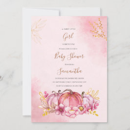 女の子のためのカボチャ赤ちゃんシャワー招待状 招待状