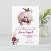 女の子のためのカボチャ赤ちゃんシャワー招待状 招待状 (スタンド正面)