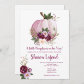 女の子のためのカボチャ赤ちゃんシャワー招待状 招待状 (正面/裏面)